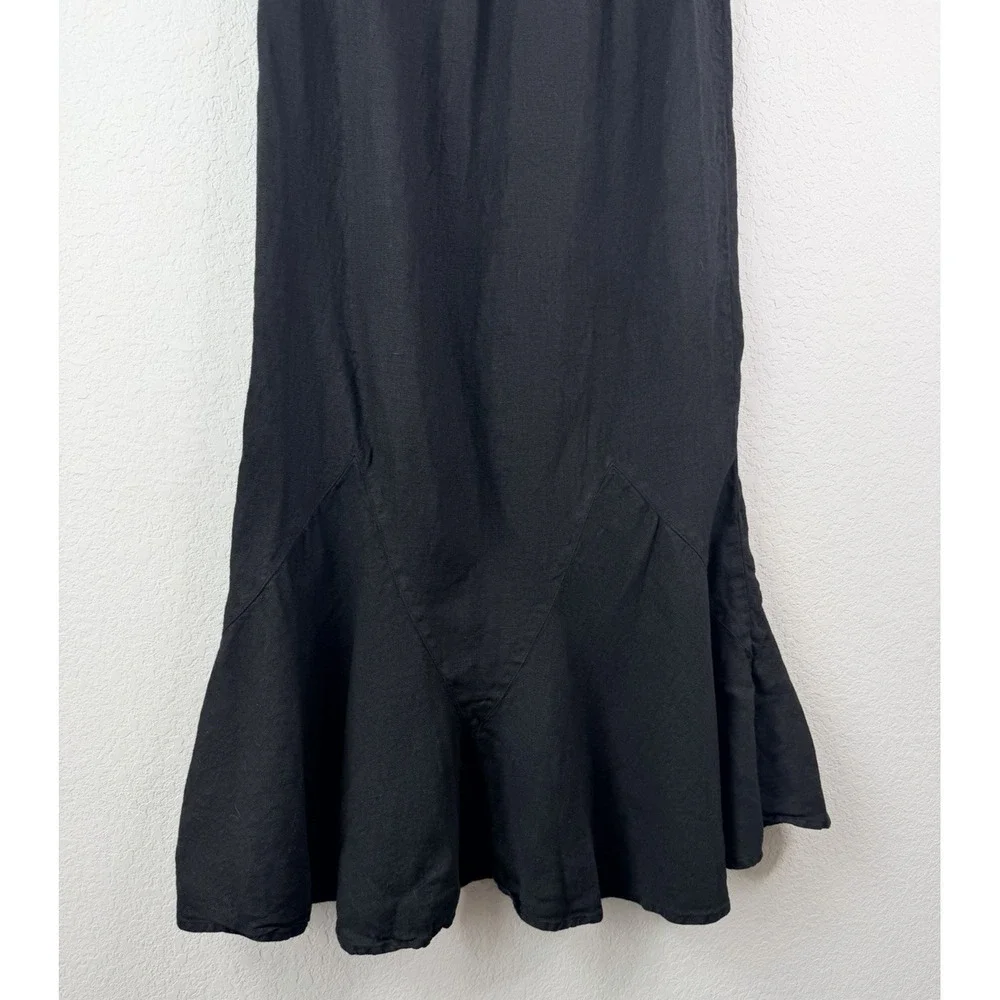 Mosaic Women's 100% Linen Black Maxi Skirt Sz S Mermaid Flounce Hem Boho - Picture 5 of 8